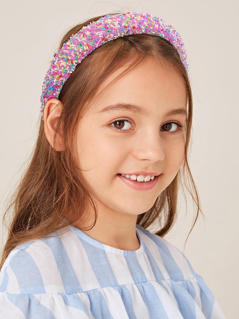 TEBIEKOY 2PCS Easter Headbands Sprinkle Headbands 1.57'' Wide Padded Head Bands for Women's Hair Pink Thick Donut Hairbands Purple Headband Cute Hair Accessories for Women Girls - Image 3